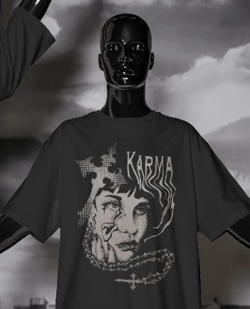 Karma Oversized Graphic T-Shirt for Men | Dark Gothic Streetwear Tee