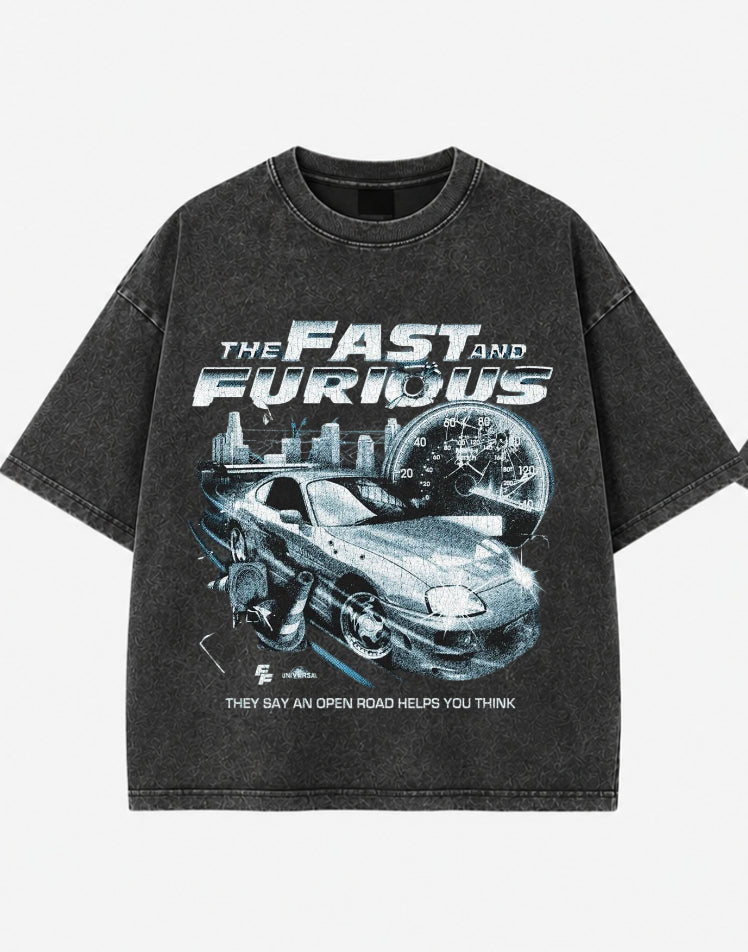 Fast & Furious Street Racer Acid Wash Oversized Tee