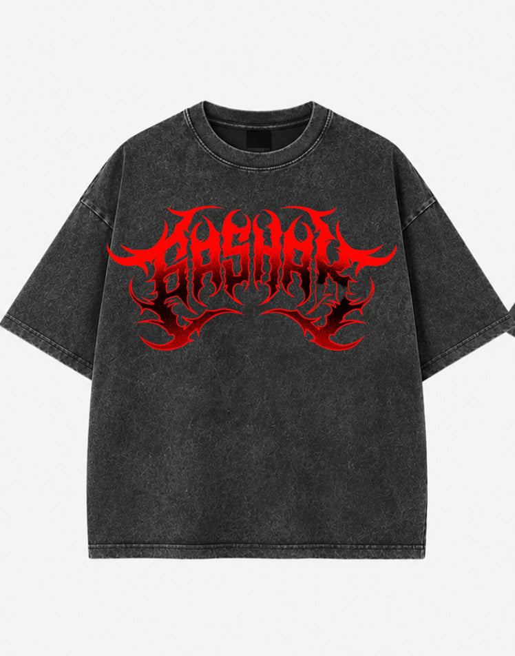 Gothic Flame Acid Wash Oversized Tee