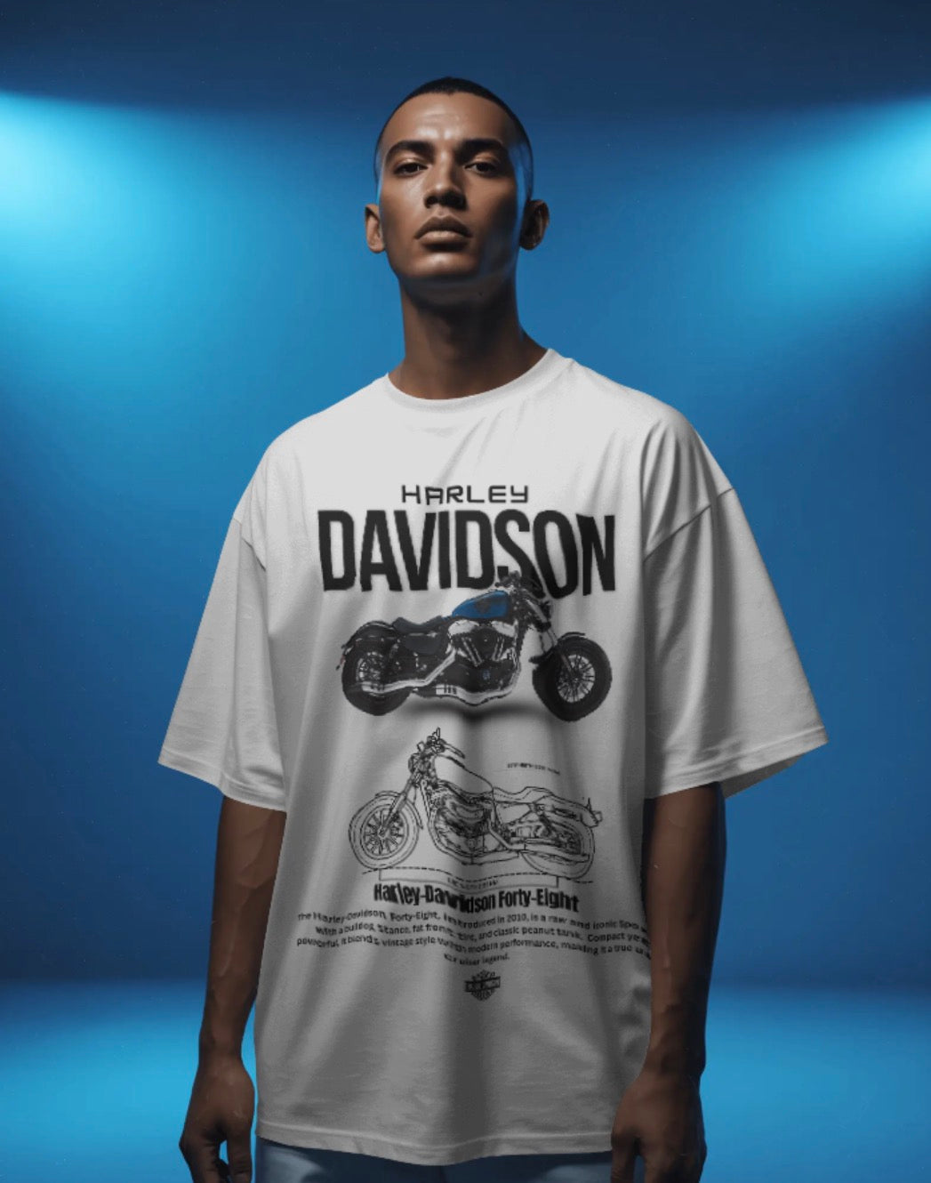 Men’s Harley-Davidson Oversized Graphic T-Shirt – Vintage Biker Streetwear Tee