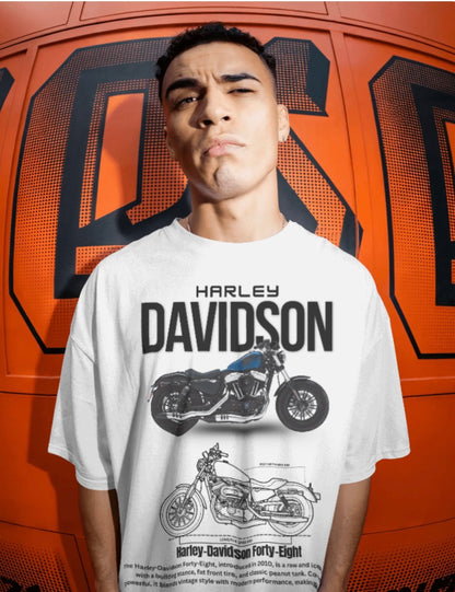 Men’s Harley-Davidson Oversized Graphic T-Shirt – Vintage Biker Streetwear Tee