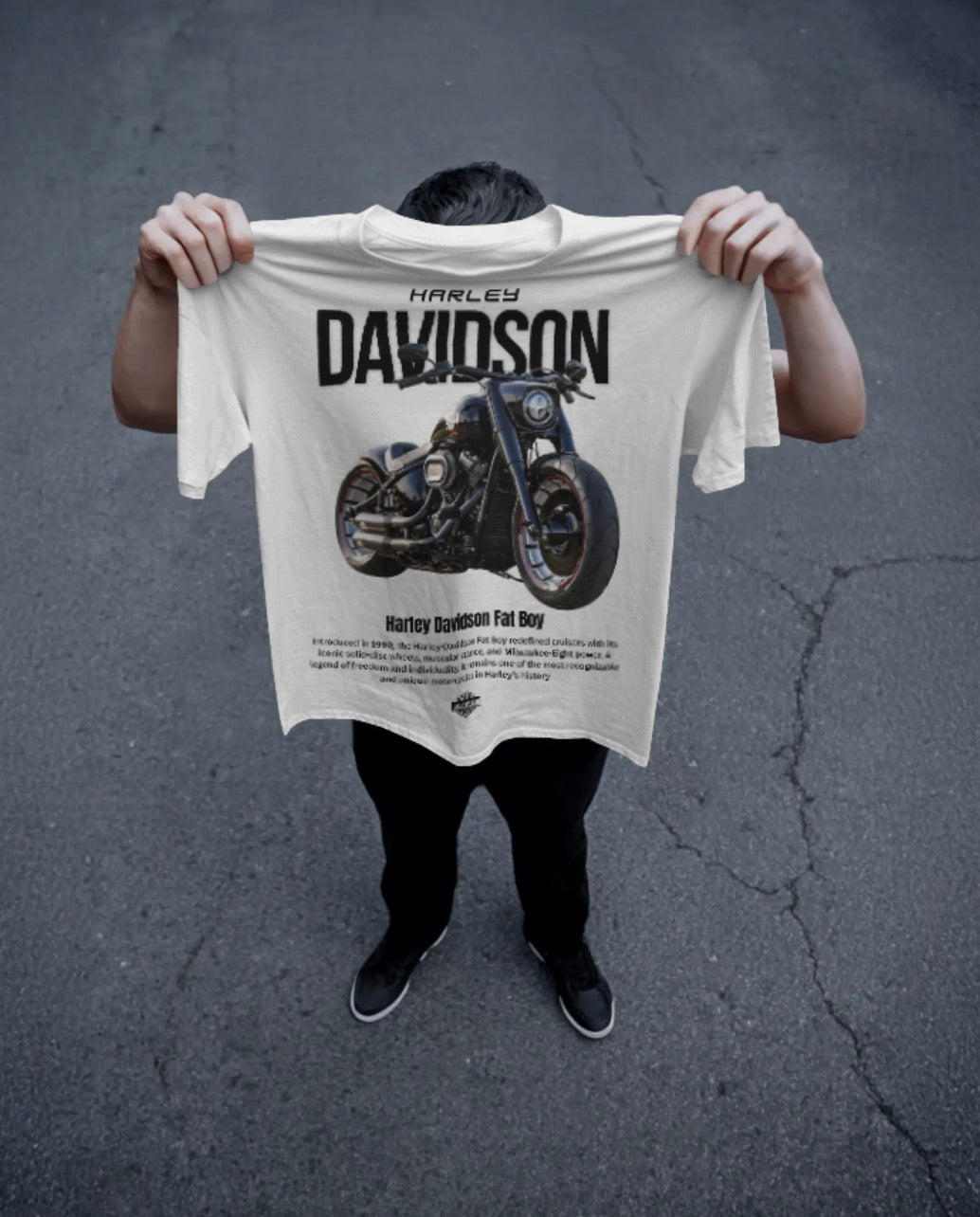 Men’s Harley-Davidson Fat Boy Oversized Graphic T-Shirt – Premium Biker Streetwear Tee
