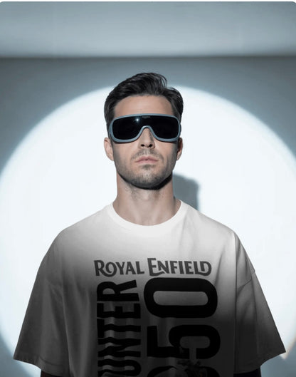 Men’s Royal Enfield Hunter 350 Oversized Graphic T-Shirt – Urban Biker Streetwear Tee