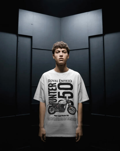 Men’s Royal Enfield Hunter 350 Oversized Graphic T-Shirt – Urban Biker Streetwear Tee
