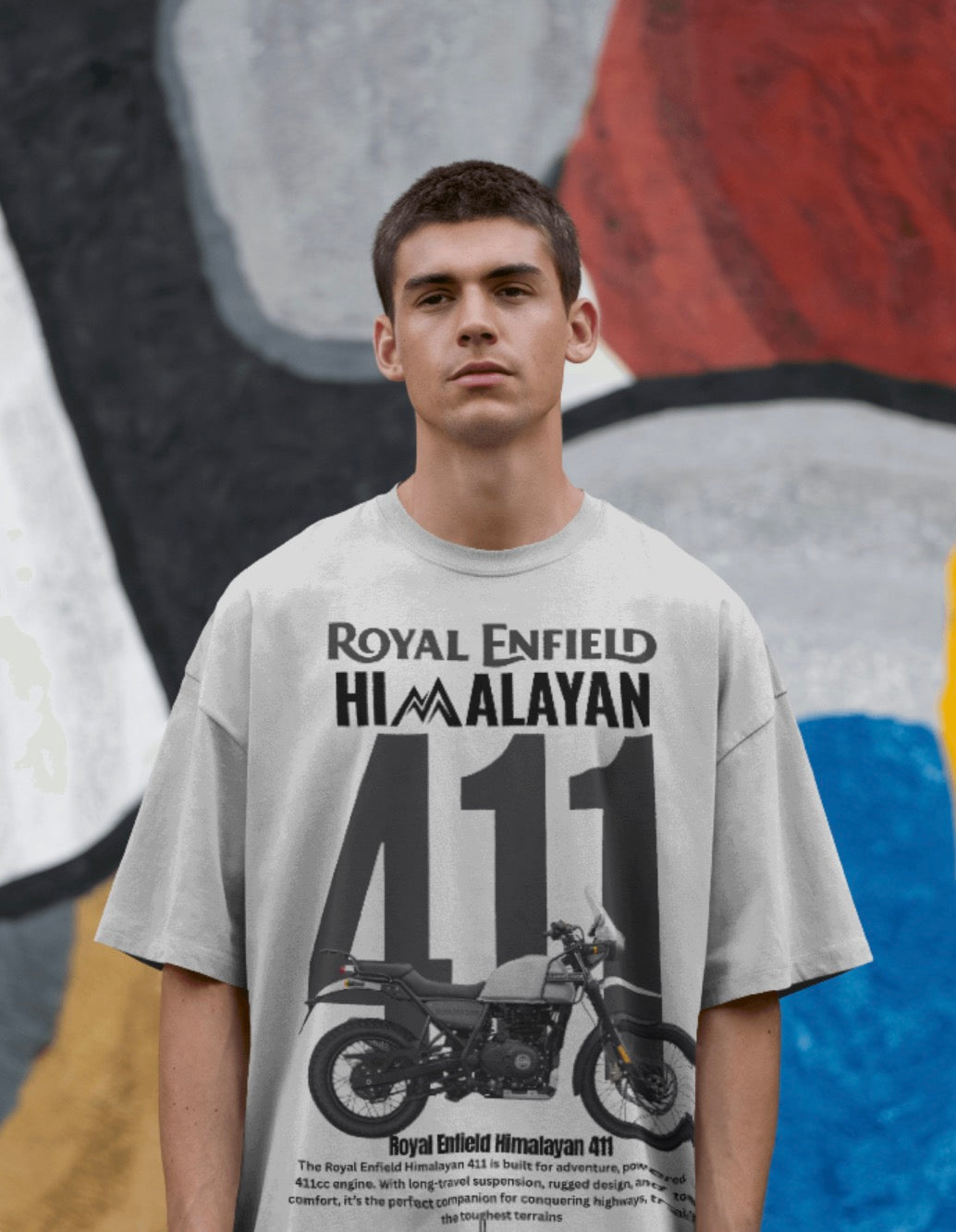 Men’s Royal Enfield Himalayan 411 Oversized Graphic T-Shirt – Adventure Biker Streetwear Tee