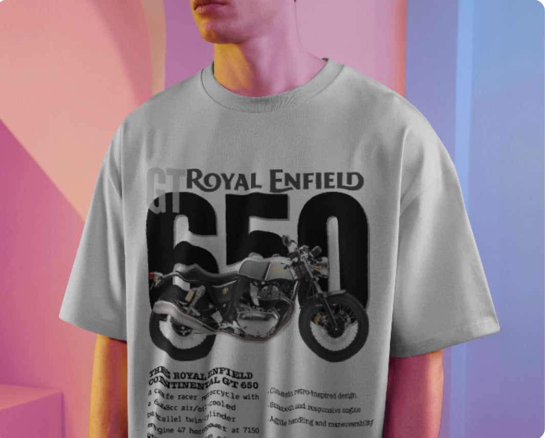 Men’s Royal Enfield GT 650 Oversized Graphic T-Shirt – Premium Biker Streetwear Tee