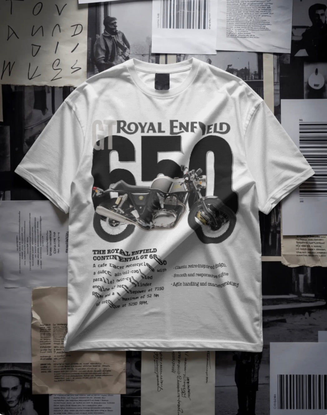 Men’s Royal Enfield GT 650 Oversized Graphic T-Shirt – Premium Biker Streetwear Tee