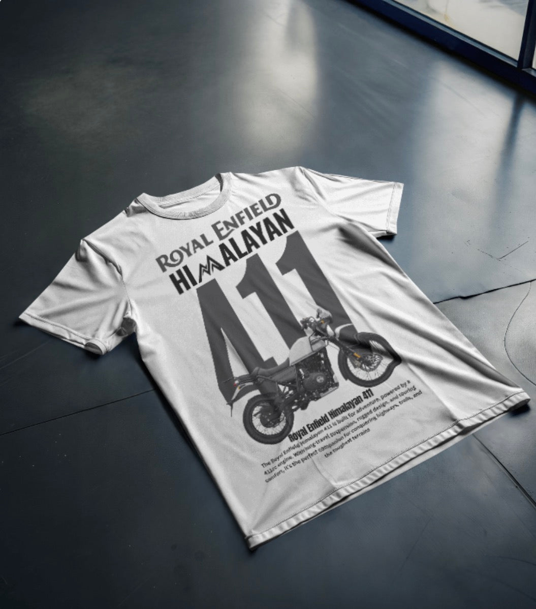 Men’s Royal Enfield Himalayan 411 Oversized Graphic T-Shirt – Adventure Biker Streetwear Tee