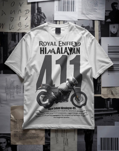 Men’s Royal Enfield Himalayan 411 Oversized Graphic T-Shirt – Adventure Biker Streetwear Tee