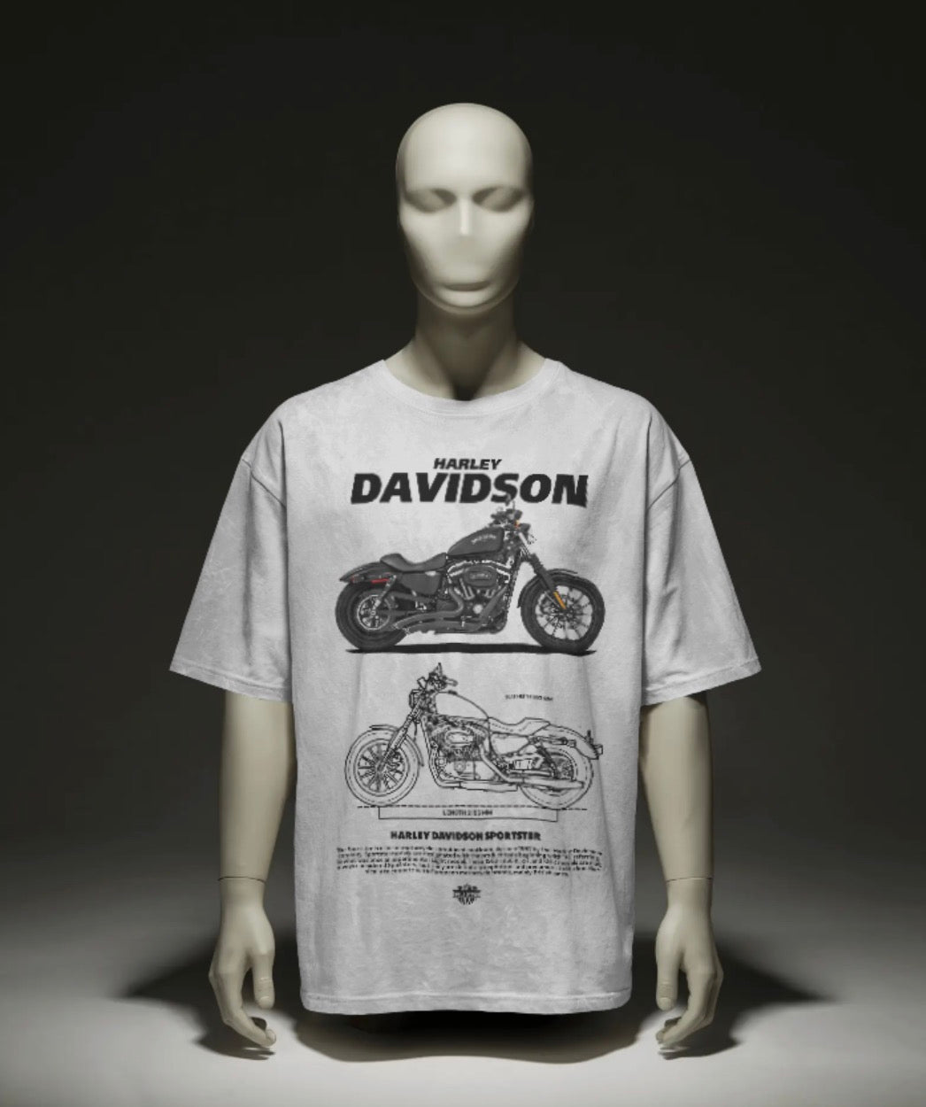 Men’s Harley Motorcycle Graphic Oversized T-Shirt – Vintage Biker Streetwear Tee