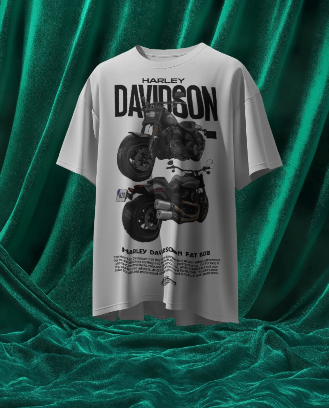 Men’s Harley-Davidson Fat Bob Oversized Graphic T-Shirt – Premium Biker Streetwear Tee