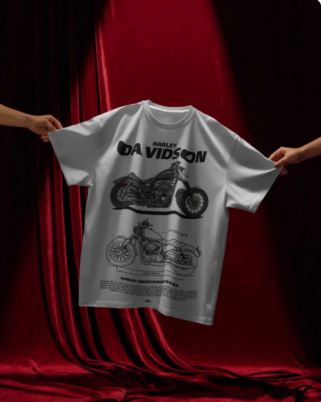 Men’s Harley Motorcycle Graphic Oversized T-Shirt – Vintage Biker Streetwear Tee