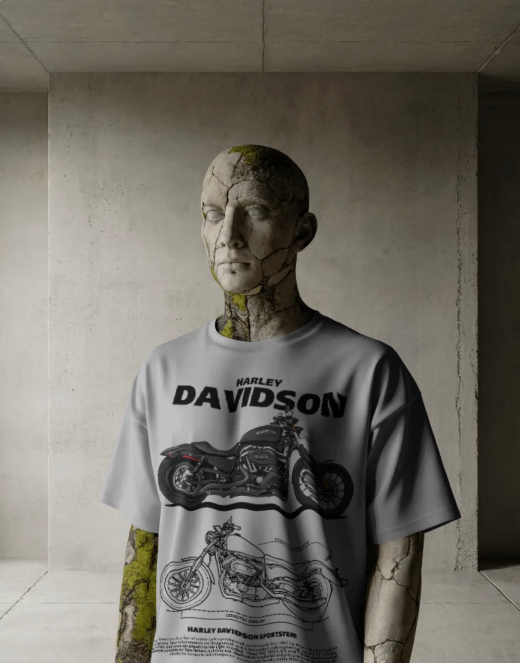 Men’s Harley Motorcycle Graphic Oversized T-Shirt – Vintage Biker Streetwear Tee