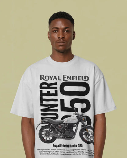 Men’s Royal Enfield Hunter 350 Oversized Graphic T-Shirt – Urban Biker Streetwear Tee