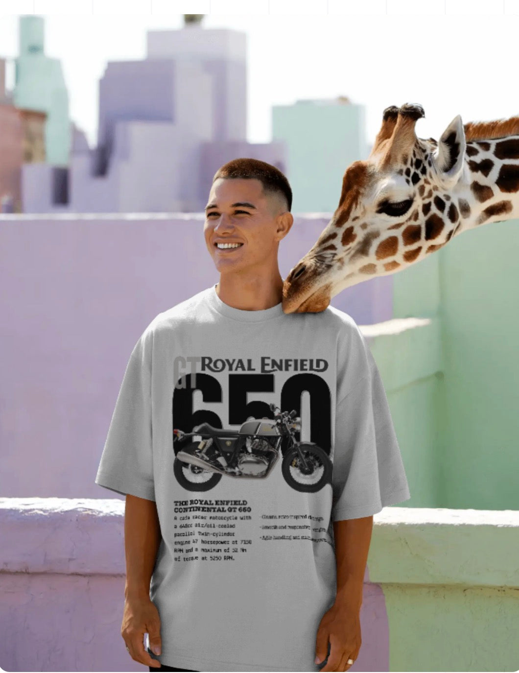 Men’s Royal Enfield GT 650 Oversized Graphic T-Shirt – Premium Biker Streetwear Tee