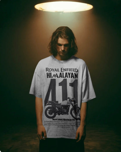 Men’s Royal Enfield Himalayan 411 Oversized Graphic T-Shirt – Adventure Biker Streetwear Tee