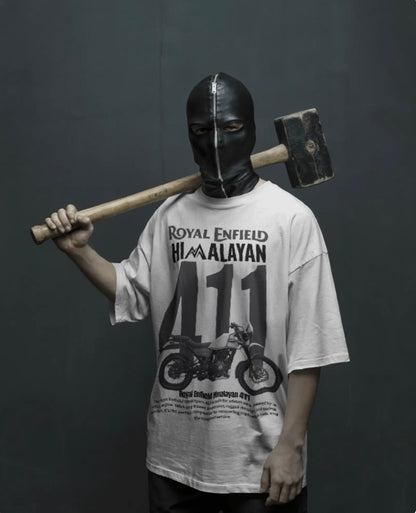 Men’s Royal Enfield Himalayan 411 Oversized Graphic T-Shirt – Adventure Biker Streetwear Tee