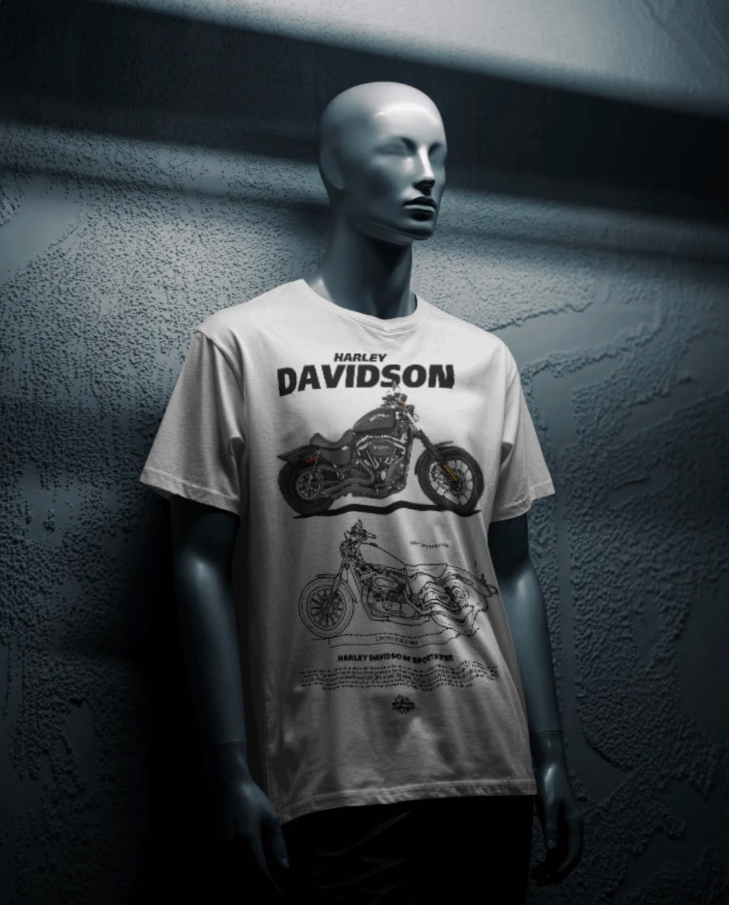 Men’s Harley Motorcycle Graphic Oversized T-Shirt – Vintage Biker Streetwear Tee