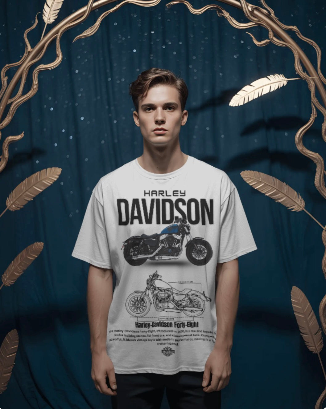Men’s Harley-Davidson Oversized Graphic T-Shirt – Vintage Biker Streetwear Tee
