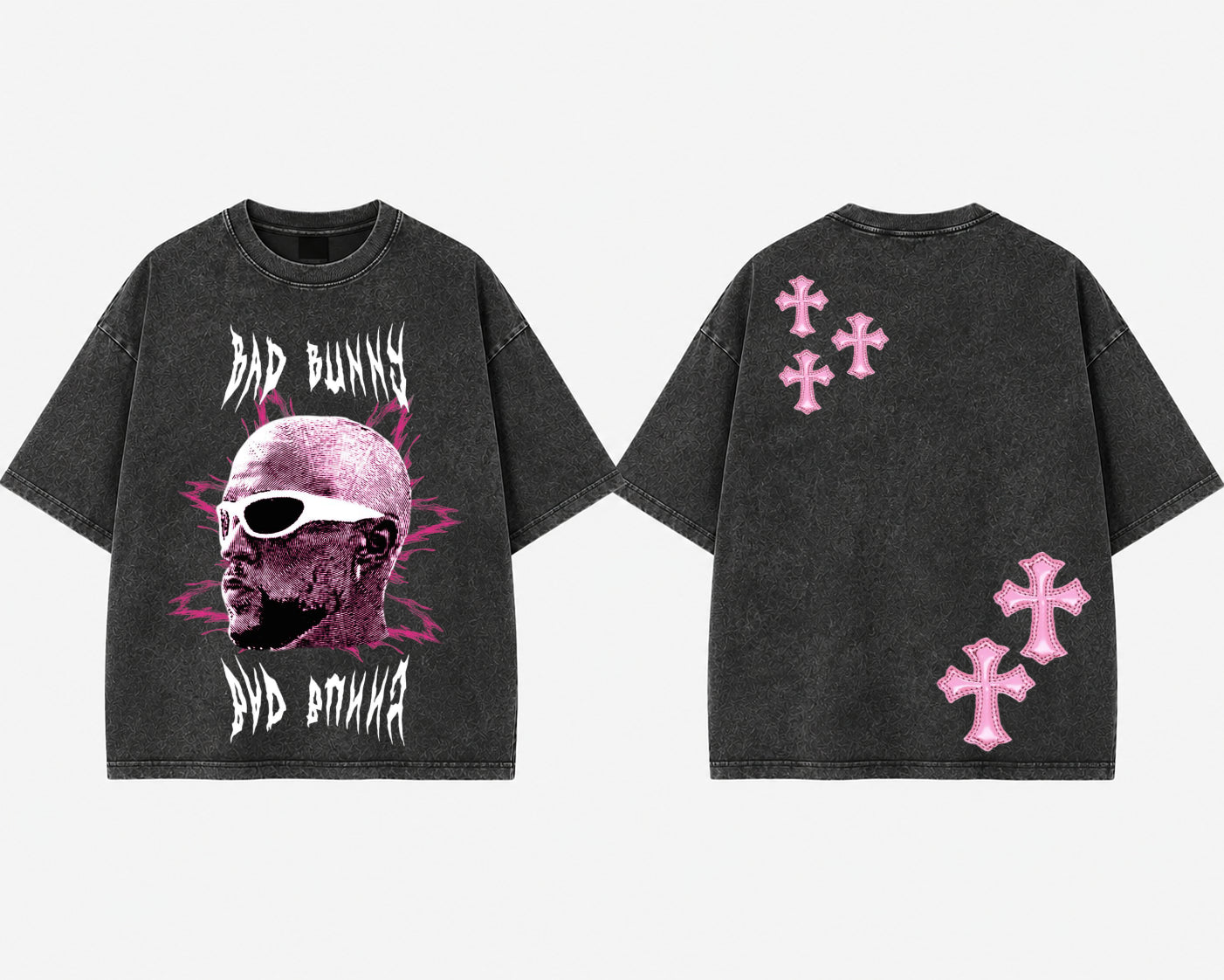 Bad Bunny Acid Wash Oversized Graphic Tee
