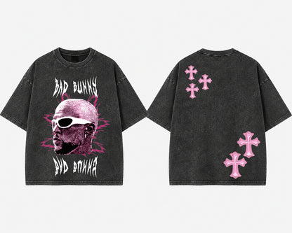Bad Bunny Acid Wash Oversized Graphic Tee
