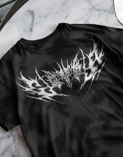 Shadow Vein Oversized Black Tee – Streetwear Acid Graphic T-Shirt