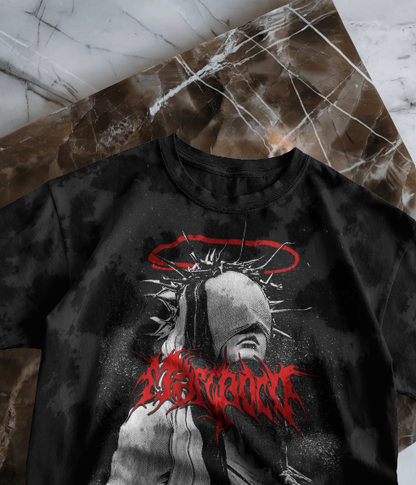 Shadow Saint Oversized Black Graphic T-Shirt | Gothic Streetwear Tee for Men