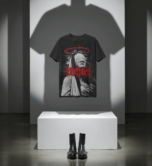 Shadow Saint Oversized Black Graphic T-Shirt | Gothic Streetwear Tee for Men
