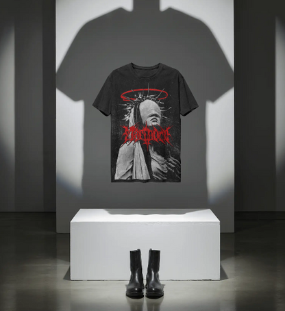 Shadow Saint Oversized Black Graphic T-Shirt | Gothic Streetwear Tee for Men