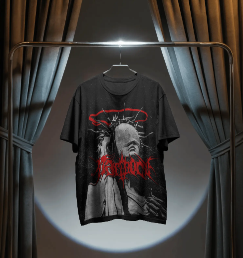 Shadow Saint Oversized Black Graphic T-Shirt | Gothic Streetwear Tee for Men
