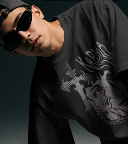 Karma Oversized Graphic T-Shirt for Men | Dark Gothic Streetwear Tee