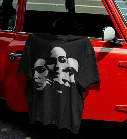 Men’s Shadow Faces Graphic Oversized Black T-Shirt