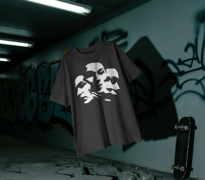 Men’s Shadow Faces Graphic Oversized Black T-Shirt
