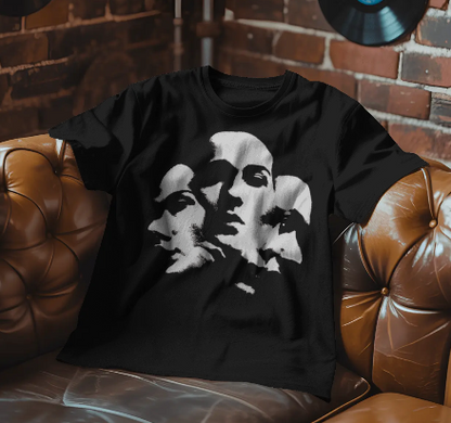 Men’s Shadow Faces Graphic Oversized Black T-Shirt