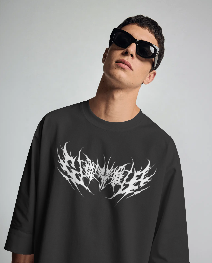 Shadow Vein Oversized Black Tee – Streetwear Acid Graphic T-Shirt