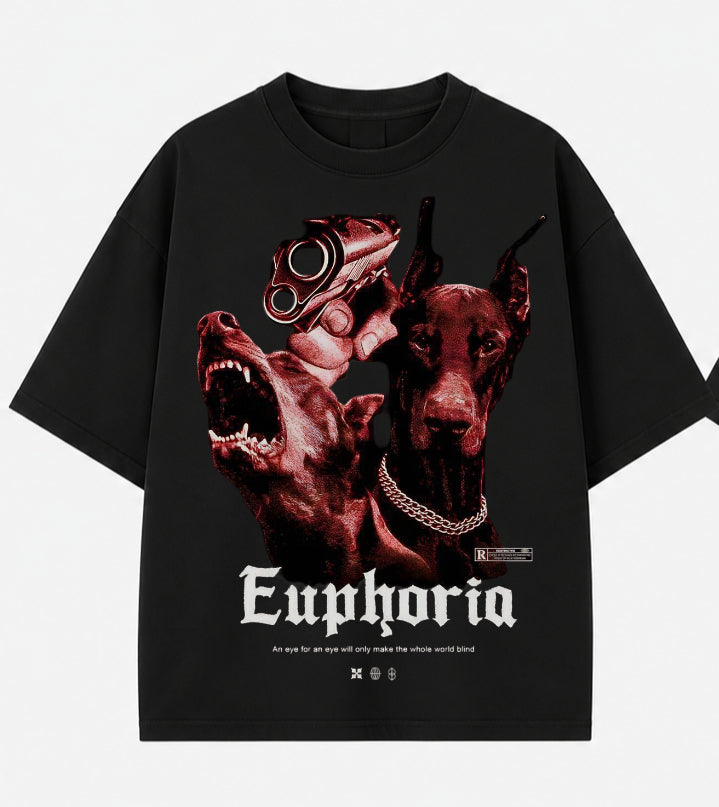 Euphoria Doberman Oversized T-Shirt – Dark Streetwear Graphic Tee