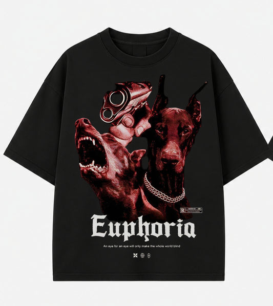 Euphoria Doberman Oversized T-Shirt – Dark Streetwear Graphic Tee