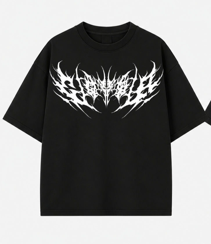 Shadow Vein Oversized Black Tee – Streetwear Acid Graphic T-Shirt