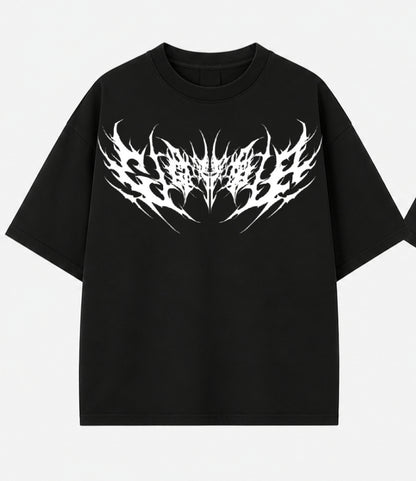 Shadow Vein Oversized Black Tee – Streetwear Acid Graphic T-Shirt