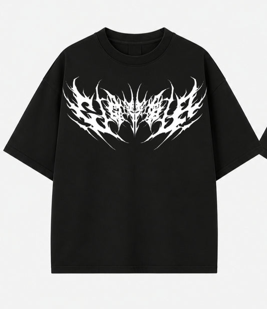 Shadow Vein Oversized Black Tee – Streetwear Acid Graphic T-Shirt