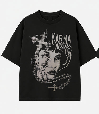 Karma Oversized Graphic T-Shirt for Men | Dark Gothic Streetwear Tee