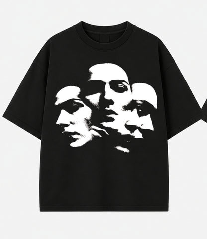 Men’s Shadow Faces Graphic Oversized Black T-Shirt