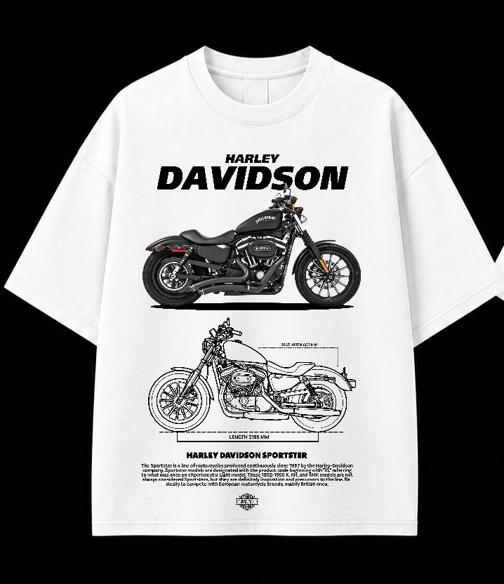 Men’s Harley Motorcycle Graphic Oversized T-Shirt – Vintage Biker Streetwear Tee