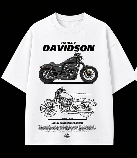 Men’s Harley Motorcycle Graphic Oversized T-Shirt – Vintage Biker Streetwear Tee