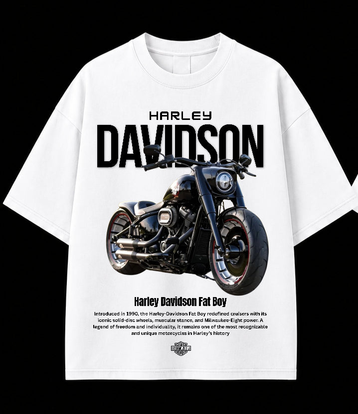 Men’s Harley-Davidson Fat Boy Oversized Graphic T-Shirt – Premium Biker Streetwear Tee