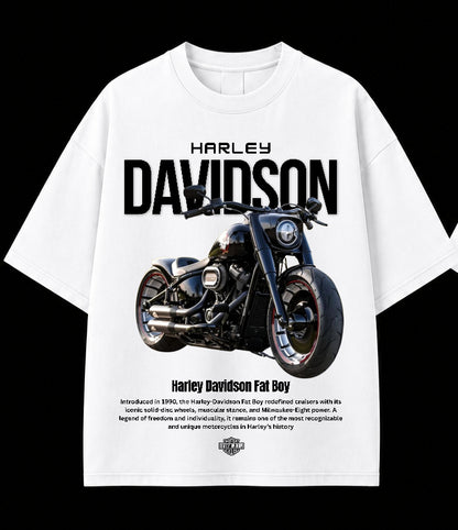 Men’s Harley-Davidson Fat Boy Oversized Graphic T-Shirt – Premium Biker Streetwear Tee