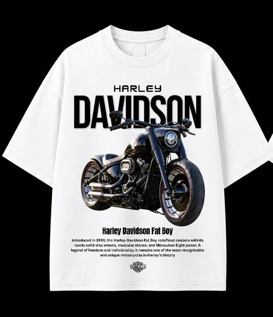 Men’s Harley-Davidson Fat Boy Oversized Graphic T-Shirt – Premium Biker Streetwear Tee