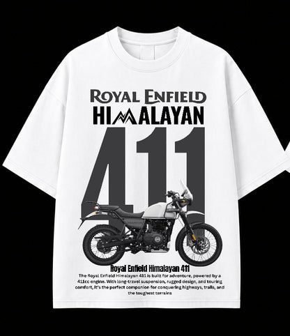 Men’s Royal Enfield Himalayan 411 Oversized Graphic T-Shirt – Adventure Biker Streetwear Tee
