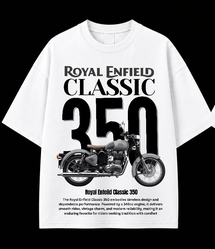Men’s Royal Enfield Classic 350 Oversized Graphic T-Shirt – Vintage Biker Streetwear Tee
