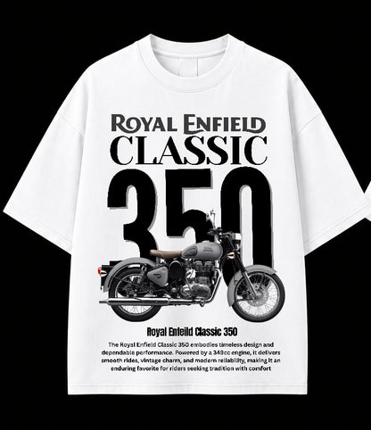 Men’s Royal Enfield Classic 350 Oversized Graphic T-Shirt – Vintage Biker Streetwear Tee